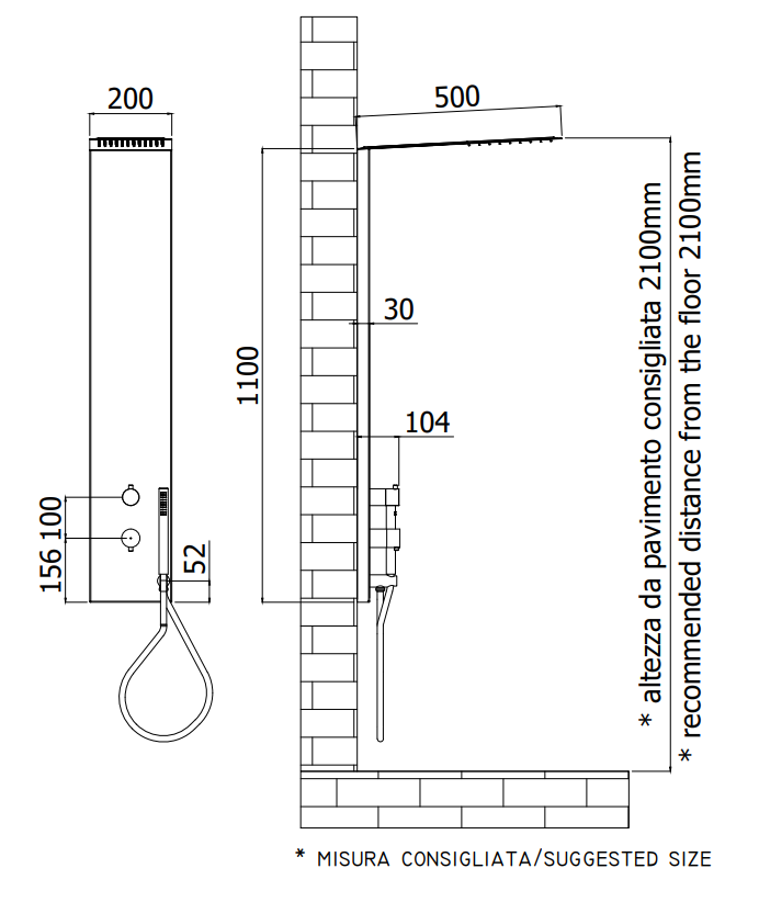 Paffoni Beta Zcol672 pannello doccia con Miscelatore E Deviatore 2 Vie In Acciaio Inox Cromo