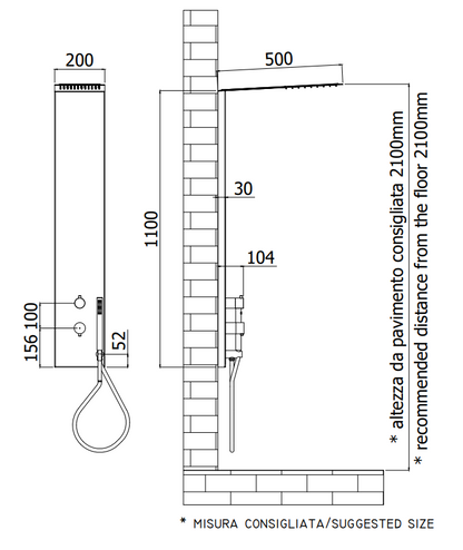 Paffoni Beta Zcol672 pannello doccia con Miscelatore E Deviatore 2 Vie In Acciaio Inox Cromo