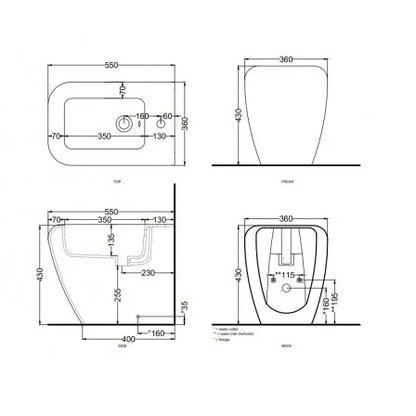 Cielo Shui bidet a terra SHBI