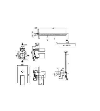 Kit completo per doccia modello quadro Paffoni Level KITLES015CR