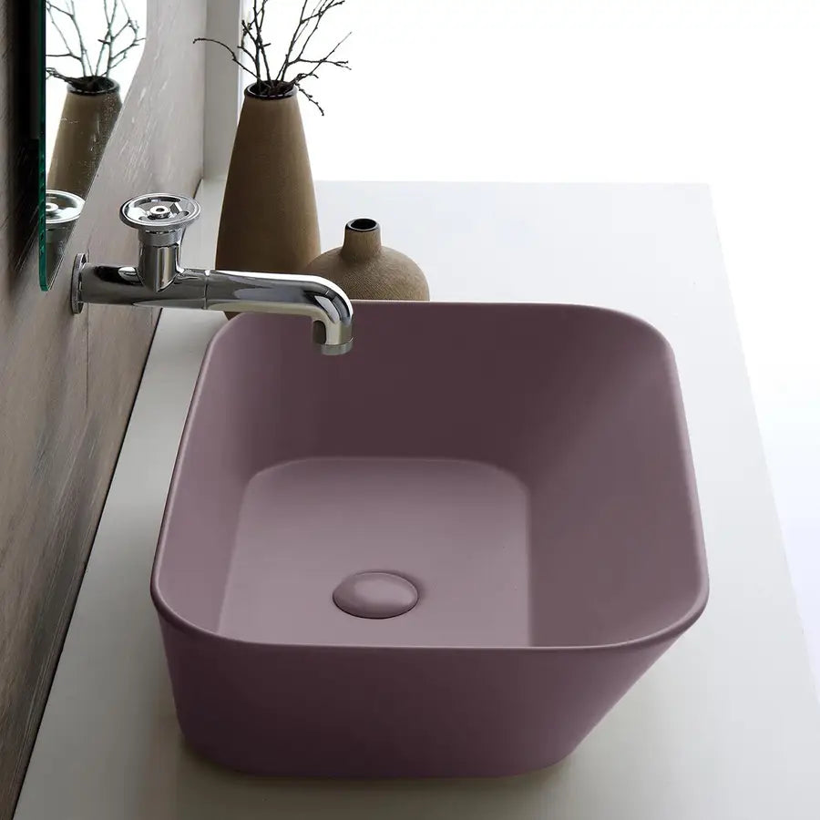 Lavabo da appoggio rettangolare 60 cm Wave di Simas ceramica prugna matt Codice: WA4PM
