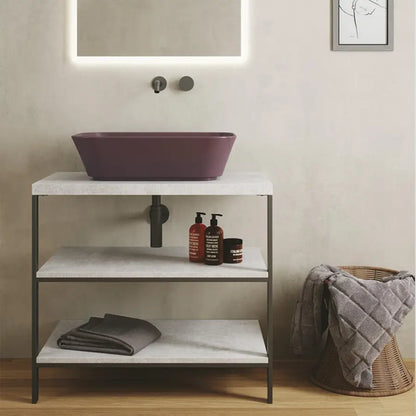 Lavabo da appoggio rettangolare 60 cm Wave di Simas ceramica prugna matt Codice: WA4PM
