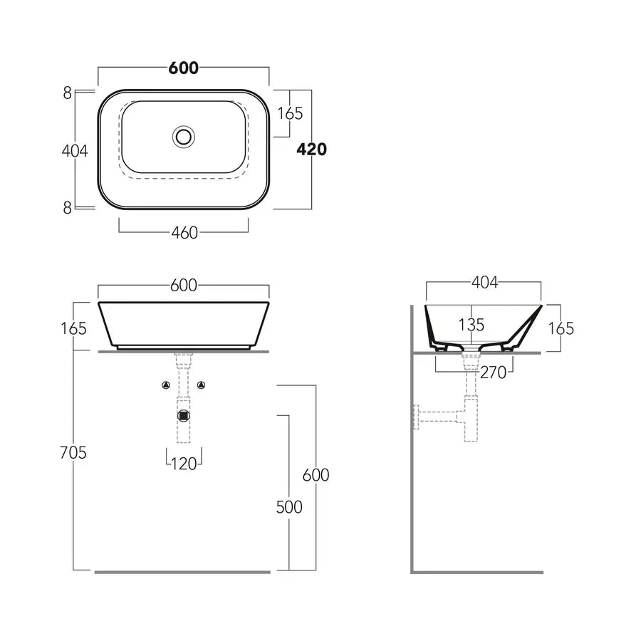Lavabo da appoggio rettangolare 60 cm Wave di Simas ceramica prugna matt Codice: WA4PM
