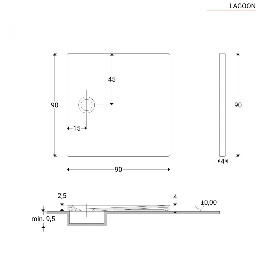 Piatto doccia 90X90 cm in ceramica bianco lucido - Volda Codice: LAG-99