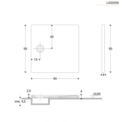 Piatto doccia 90X90 cm in ceramica bianco lucido - Volda Codice: LAG-99