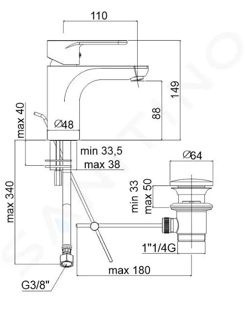 Paffoni Green - Miscelatore per lavabo, con sistema di scarico, cromato GR075CR
