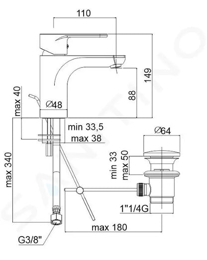 Paffoni Green - Miscelatore per lavabo, con sistema di scarico, cromato GR075CR