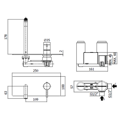 Paffoni  Light LIG105CR | Miscelatore per lavabo incasso a parete, cromo