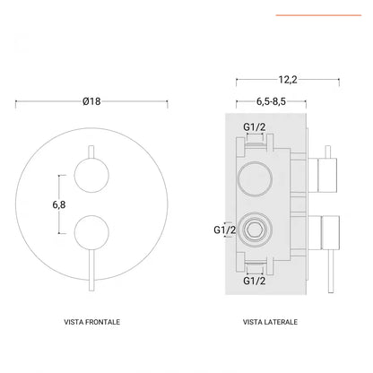 Set miscelatore lavabo e bidet con incasso doccia con deviatore cromo – Ran